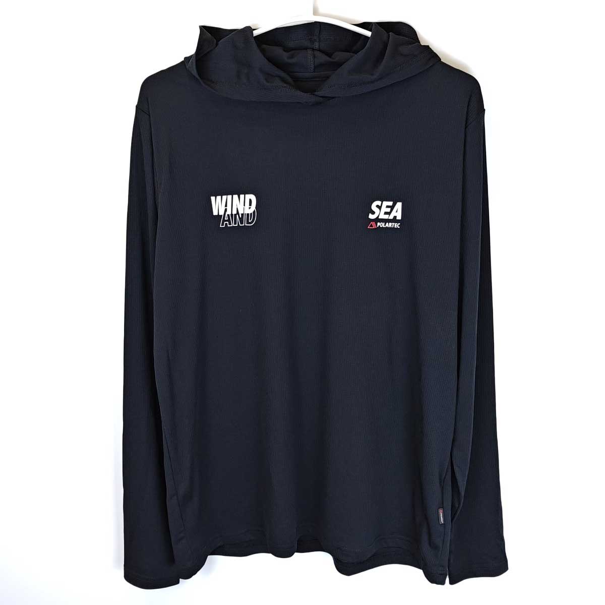 【中古】WIND AND SEA ウィンダンシー POLARTEC POWER DRY HOODIE コラボ 別注 ポーテック パワー ドライ フーディ S ブラック WDS-O-SIG-24-Q1-