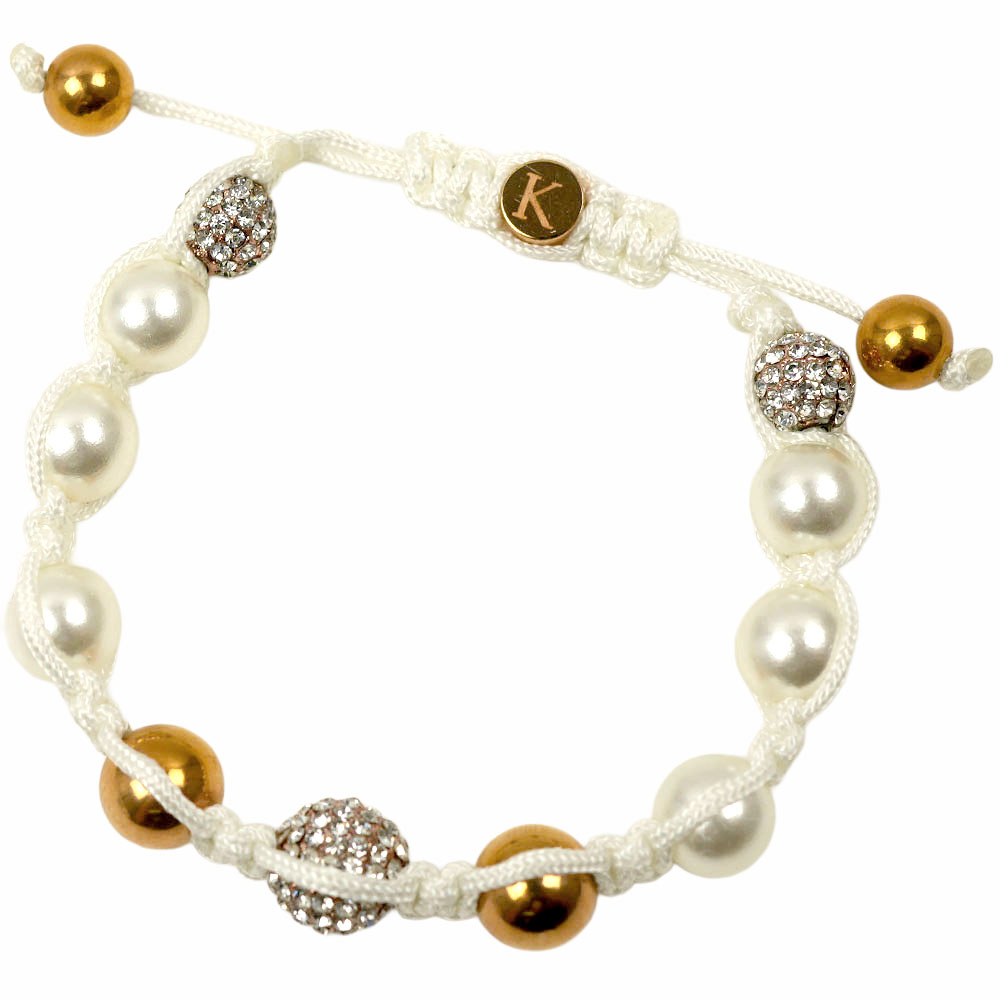 [訳ありアウトレット] KAPARA BRACELETS カパラブレスレット レディース ステンレス ストーンブレスレット コードブレスレット FREEサイズ サイズ調整可能 ホワイト KB-K064