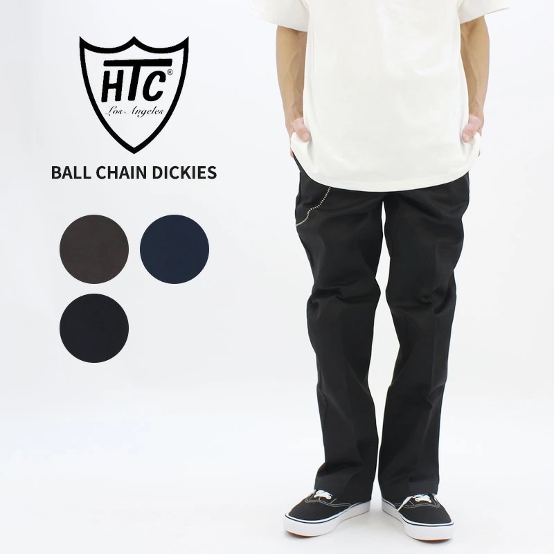 エイチティーシー メンズ ワークパンツ チノパン HTC ディッキーズ874型 パンツ ボールチェーン スタッズ Dickies 793-6910002