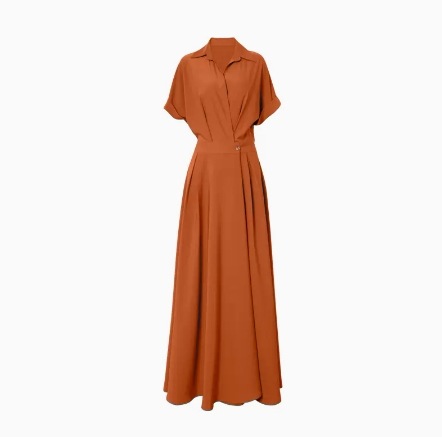 ワンピース ロング丈 袖あり 半袖 襟付き Aライン ウエストマーク かわいい 大人可愛い 大人 おしゃれ 大人女子 こなれ感 主役級 存在感 OL 無地 春 夏 レディース 女性用 デート お出かけ