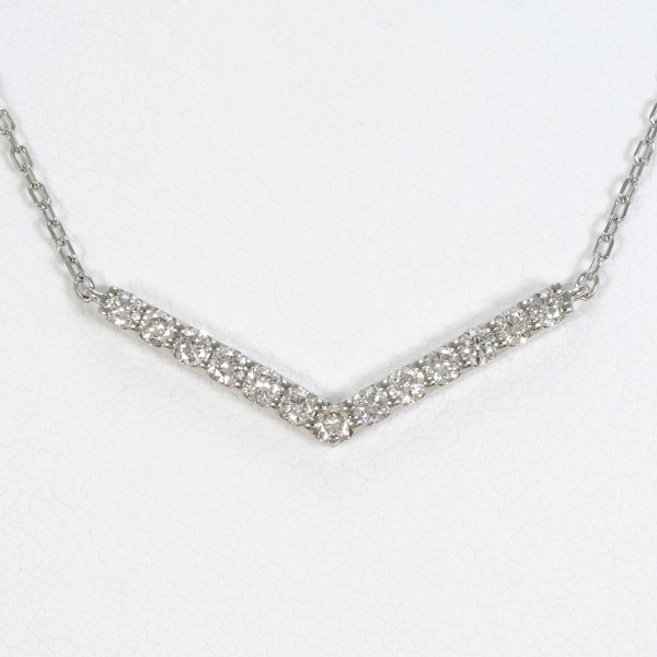 K18 18金 WG ホワイトゴールド ネックレス ブラウンダイヤ 0.31 ジュエリー 中古