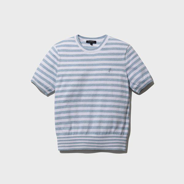 ストライプ ラウンド 半袖Tシャツ