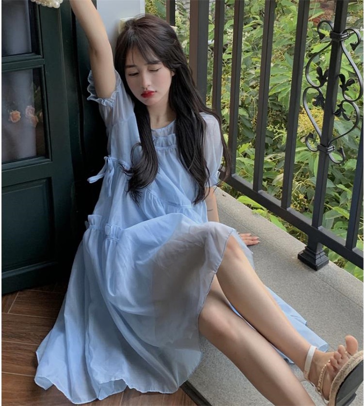 韓国ファッション 百掛け 可愛い シフォンワンピース 夏 おしゃれ 半袖 ワンピース デート 普段着 送スリング