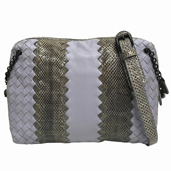 ボッテガ・ヴェネタ イントレチャート レザー パイソン バッグ ショルダーバッグ 【中古】