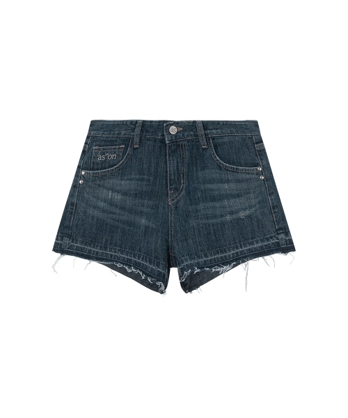 【AS"ON】 FOLD DENIM SHORT PANTS / BLUE 正規品