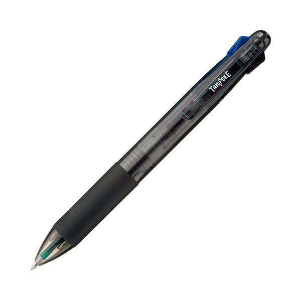 (まとめ) TANOSEE 油性4色ボールペン 0.7mm (軸色 ブラック) バネクリップ仕様 1本 30セット