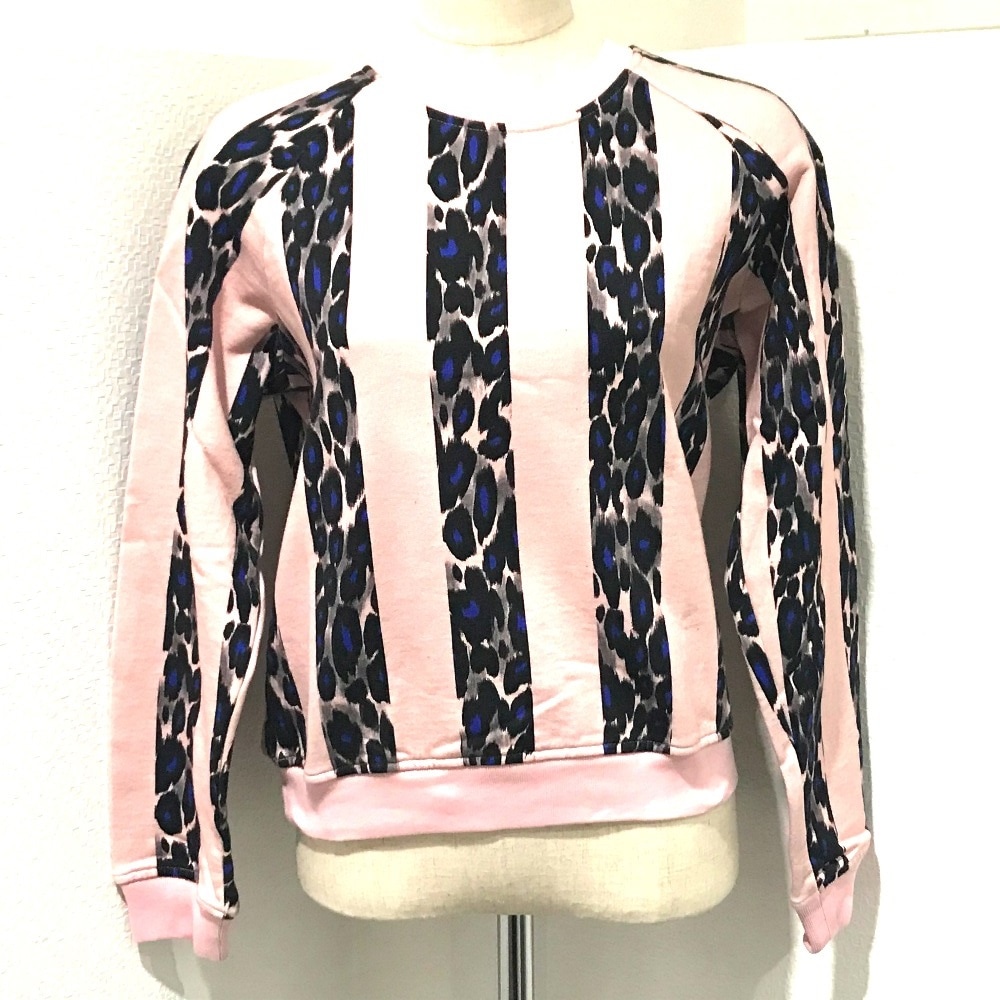 MSGM エムエスジーエム スウェット 1541MDM17 長袖 レディースファッション レオパード ストライプ アパレル トップス トレーナー コットン ピンク系ブルー系