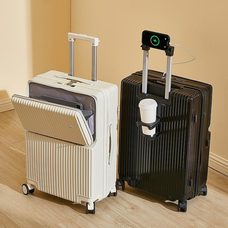 女性用多機能フロントオープンスーツケース小型20インチ搭乗ケース軽量トロリーケース男性用24旅行スーツケース 9,311円
