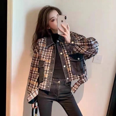 チェック柄シャツジャケット アウター ジャケット デニムパンツ ショート ショート丈 袖あり 長袖 襟付き 前開き 綿 かわいい 大人可愛い きれいめ シンプル カジュアル 大人 上品 おしゃれ