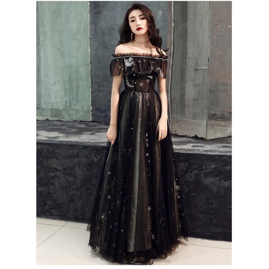 パーティードレス ロング丈ドレス 大きいサイズ オフショルダー 結婚式ワンピース ウエディングドレス