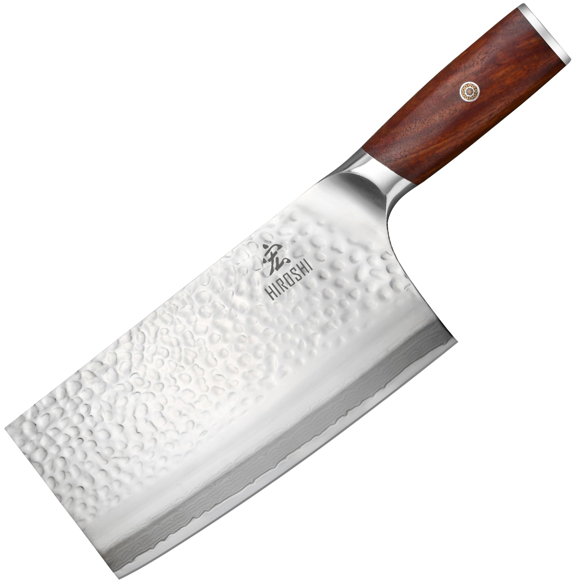 高炭素ステンレス+ダマスカス中厚刃の骨切り包丁 鋭い料理庖丁 斬切多機能付き中華包丁 キッチンナイフ 肉/野菜切り 丸鶏カット 槌目と鏡仕上げ 錆びにくい くっつきにくい 洗浄し易い血檀木柄 オシャレ 5,237円