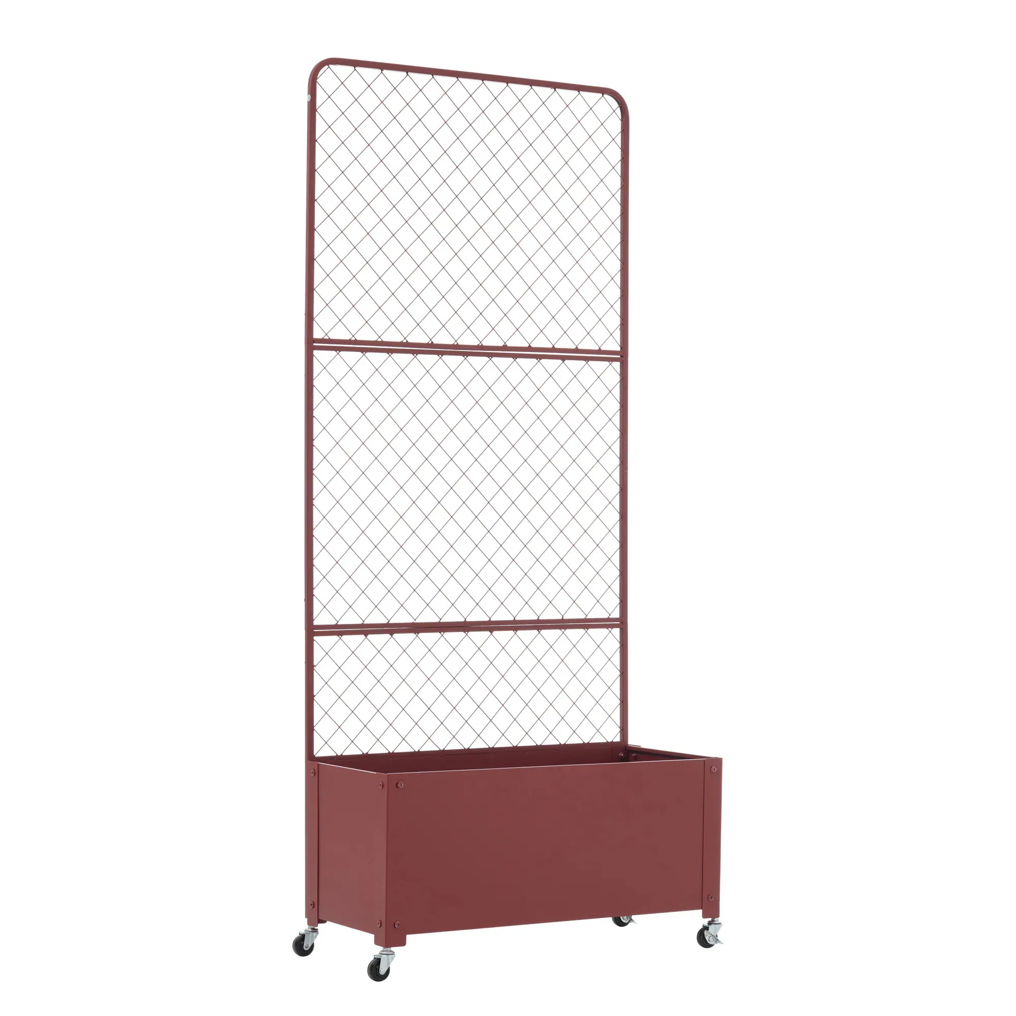フェンス プランター付き 目隠し キャスター付き 簡単設置 電着塗装 L70×W30×H160cm 園芸用品 プランター ガーデンラティス プランターボックス 花壇フェンス ガーデニング 花立て 庭