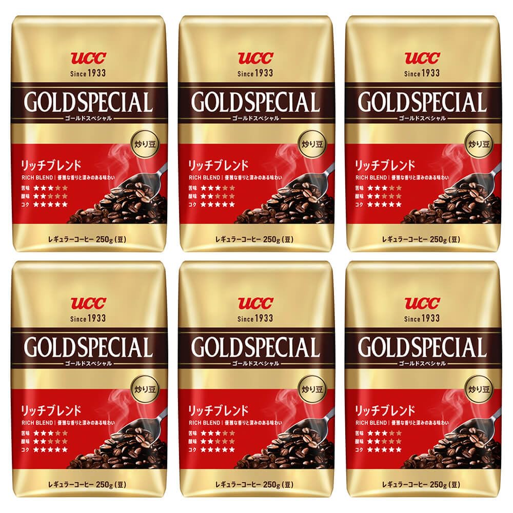 ゴールドスペシャル UCC 炒り豆 リッチブレンド 1500g(250g×6個) レギュラーコーヒー(豆)【豆のまま】