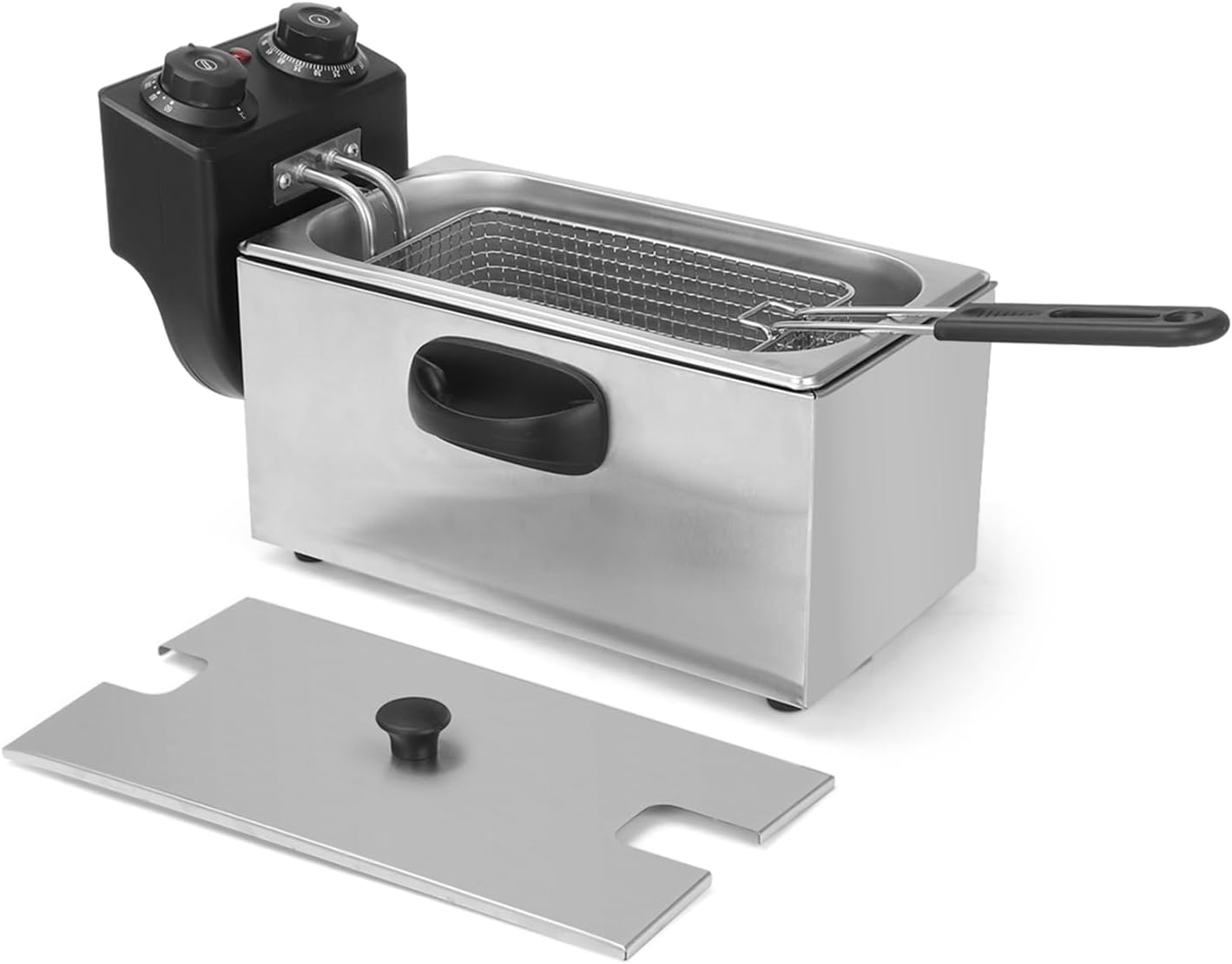 EC Hometec 電気フライヤー 4L タイマー付き フライヤー ステンレス 60-200℃温度調節 卓上フライヤー 家庭用 業務用 串カツや揚げ物や天ぷら等に