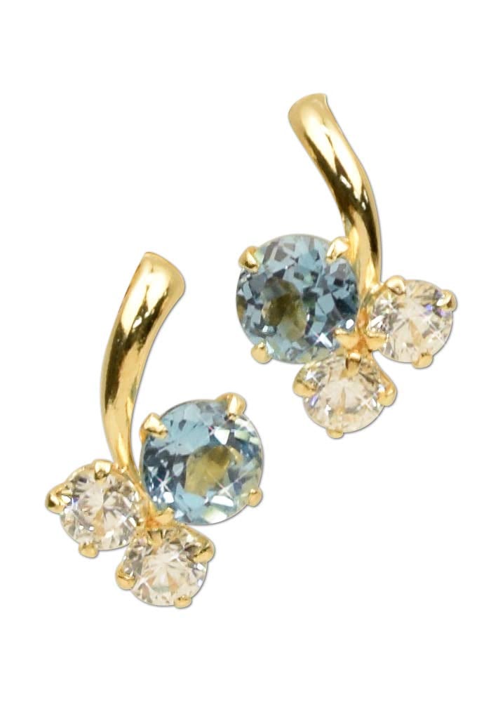 [四葉のクローバー] 18金 ピアス 18k ブルートパーズ キュービックジルコニア K18 イエローゴールド 天然石 11月 誕生石 (両耳用1ペア) レディース 女性 : Kk149 13,479円