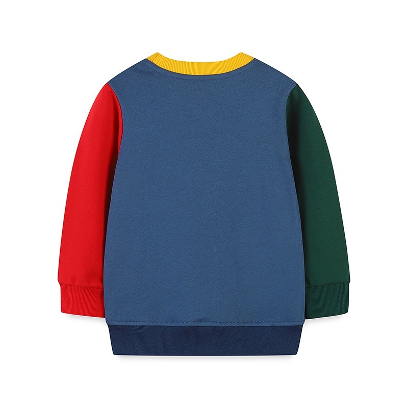 欧米風男の子対照色ファッショントレーナー子供サンタクロース刺繍プルオーバー秋子供服