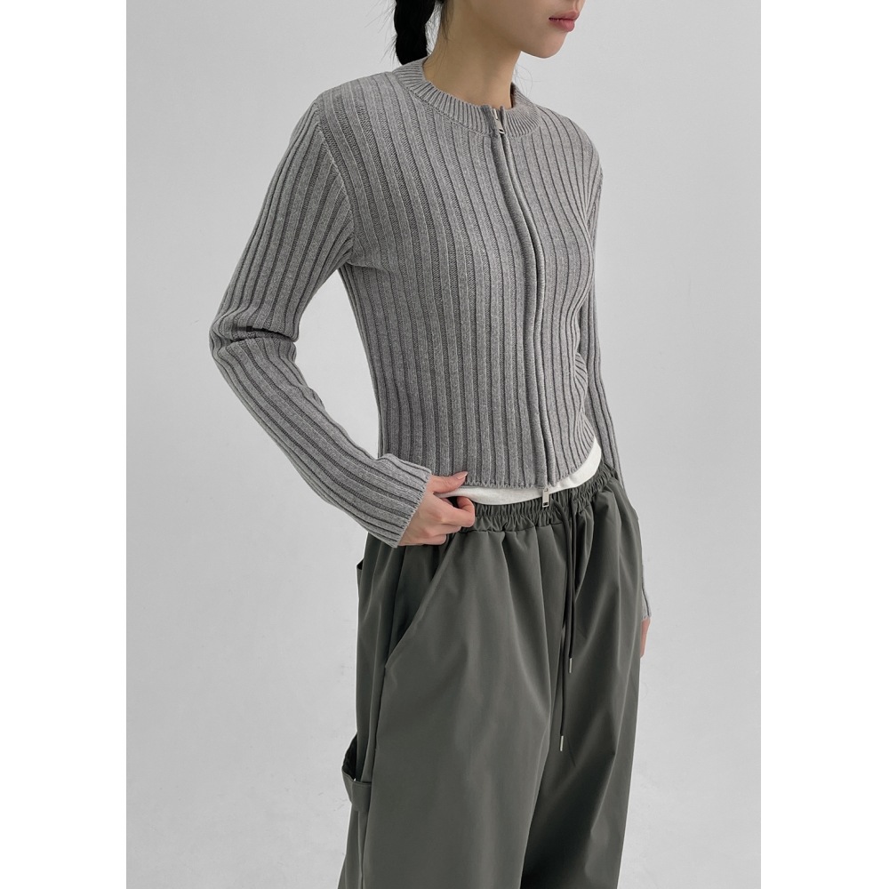 ブラックアップ [春新品] [MADE] ミルキリーコットンリブニットジップアップ