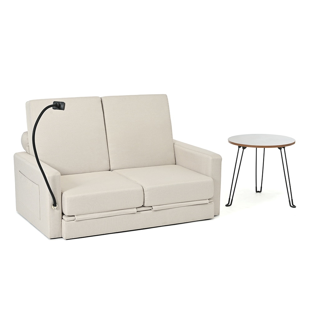 【国内即日発送】リビングルームのための調節可能な背もたれ付き収納プルアウトベッド付きラブシートスリーパーソファ