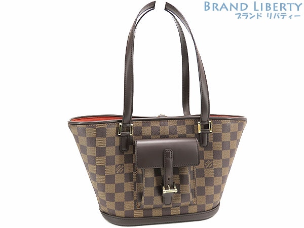 超美品ルイヴィトンダミエマノスクPMバケツ型ショルダートートバッグハンドバッグダークブラウンN51121