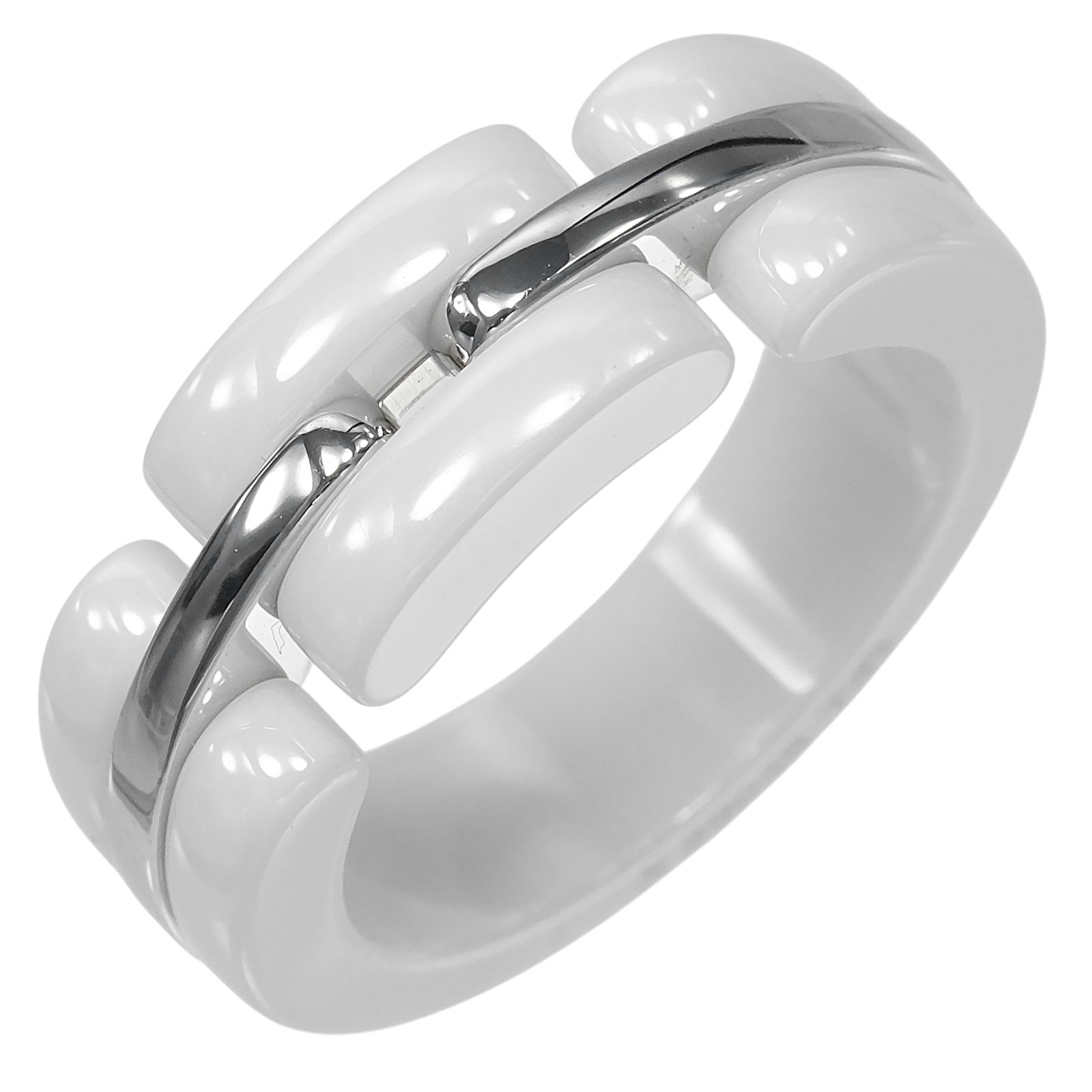 ウルトラ リング・指輪 K18ホワイトゴールド セラミック 8.5号 約6.55g レディース 中古品 Aランク