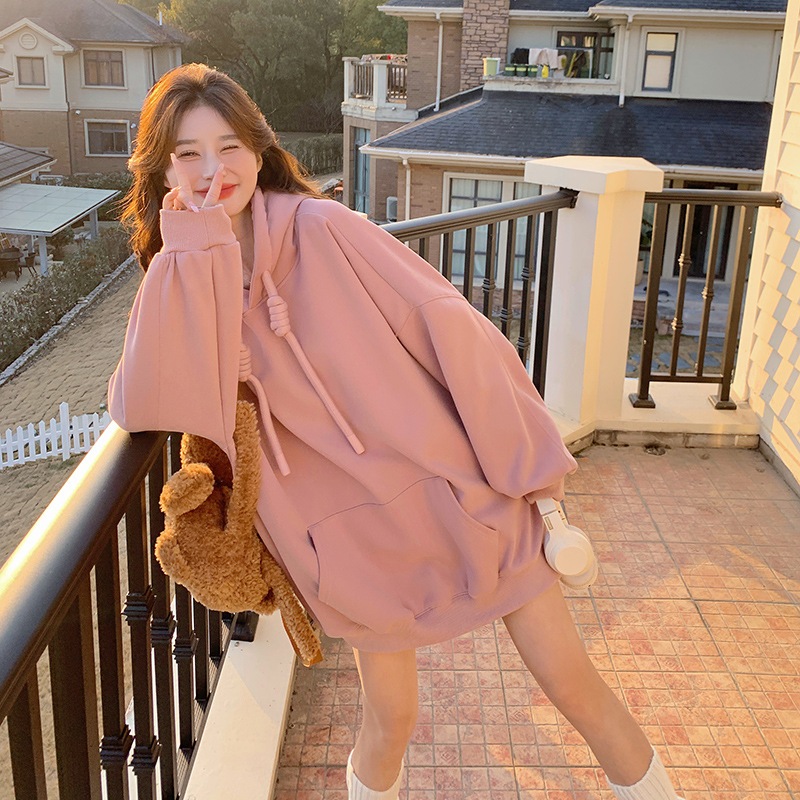 Fufu ピンクのフード付きプルオーバースウェットシャツジャケット女性用 2024 春と秋の新しい韓国スタイルの年齢を軽減するトップス