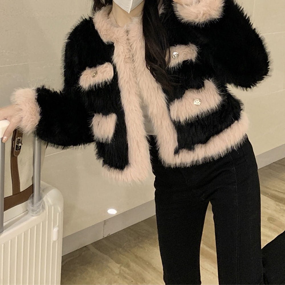 韓国デザイン秋冬新作フェイクファージャケットコート