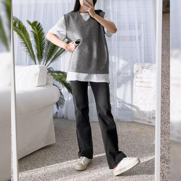 メンズ リブ ハイネック ジップアップ ニット カーディガン 5C CA Q109 ブラック_P408534588