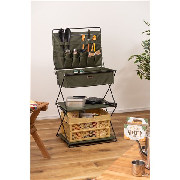 フォールディングラック 約W47xD39xH62.5cm グリーン 組立品