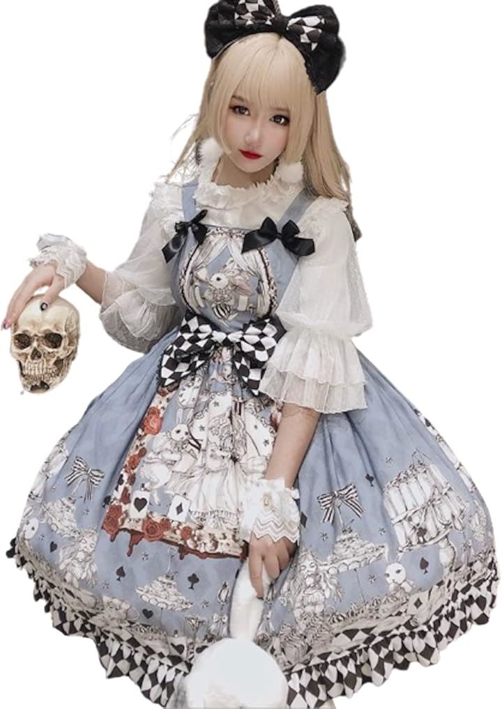 レディレイジー ロリータ ジャンパースカート アリス コスプレ ノースリーブ ドレス ひざ丈(水色, S)