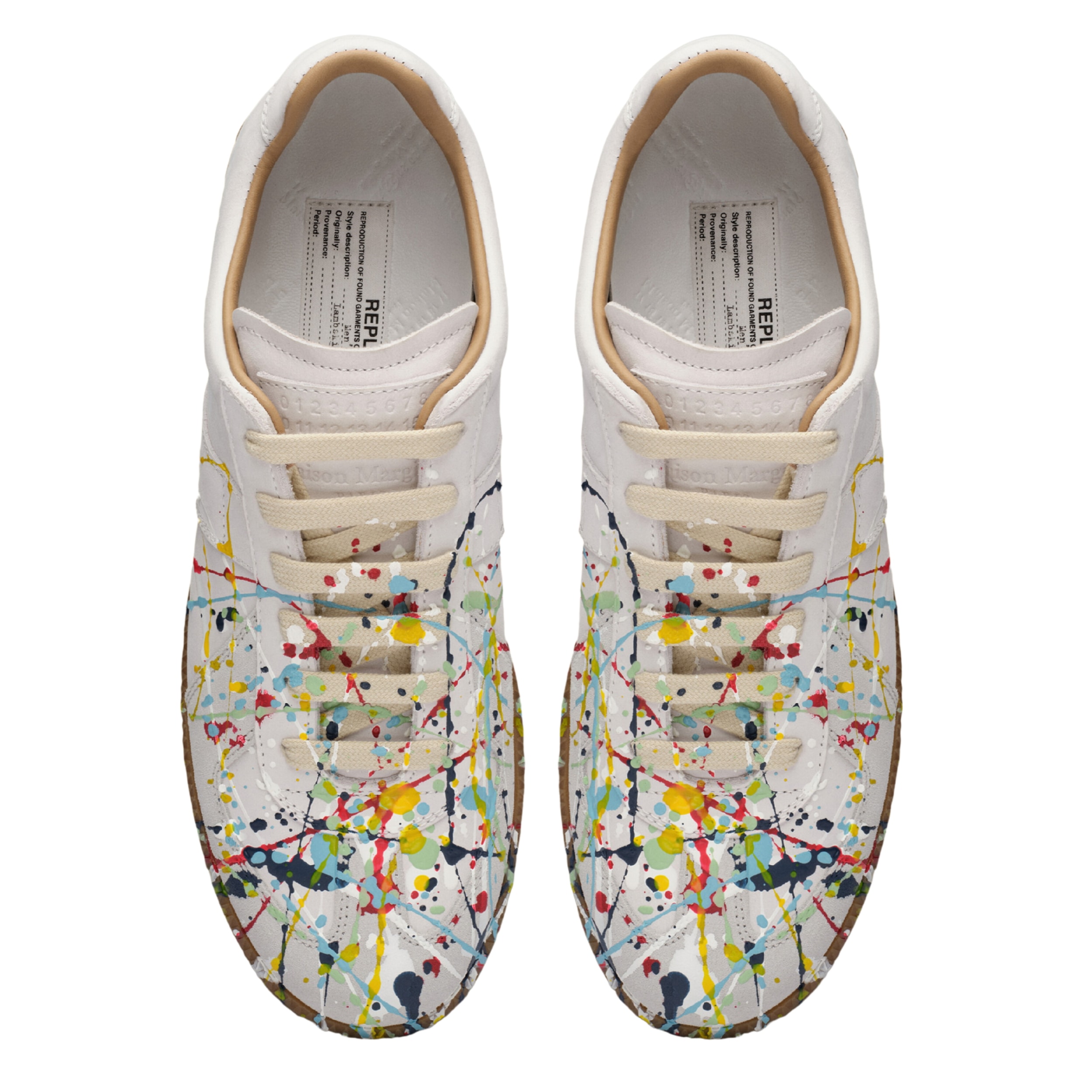 正規品 スニーカー メンズ レプリカ ジャーマントレーナー ペイント ホワイト S57WS0240P1892961 レザー素材 スニーカー ナンバリングロゴ 韓国ファッション