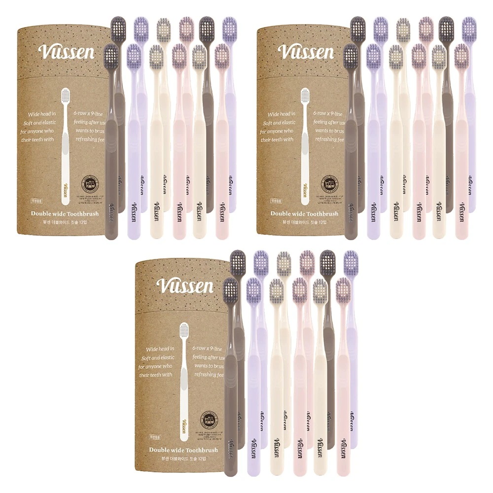 ダブルワイド歯ブラシ パステルエディション, 12本入, 3個