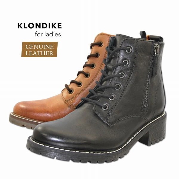 ブーツ レディースシューズ レディースファッション 靴 KLONDIKE 本革 ダブルファスナー