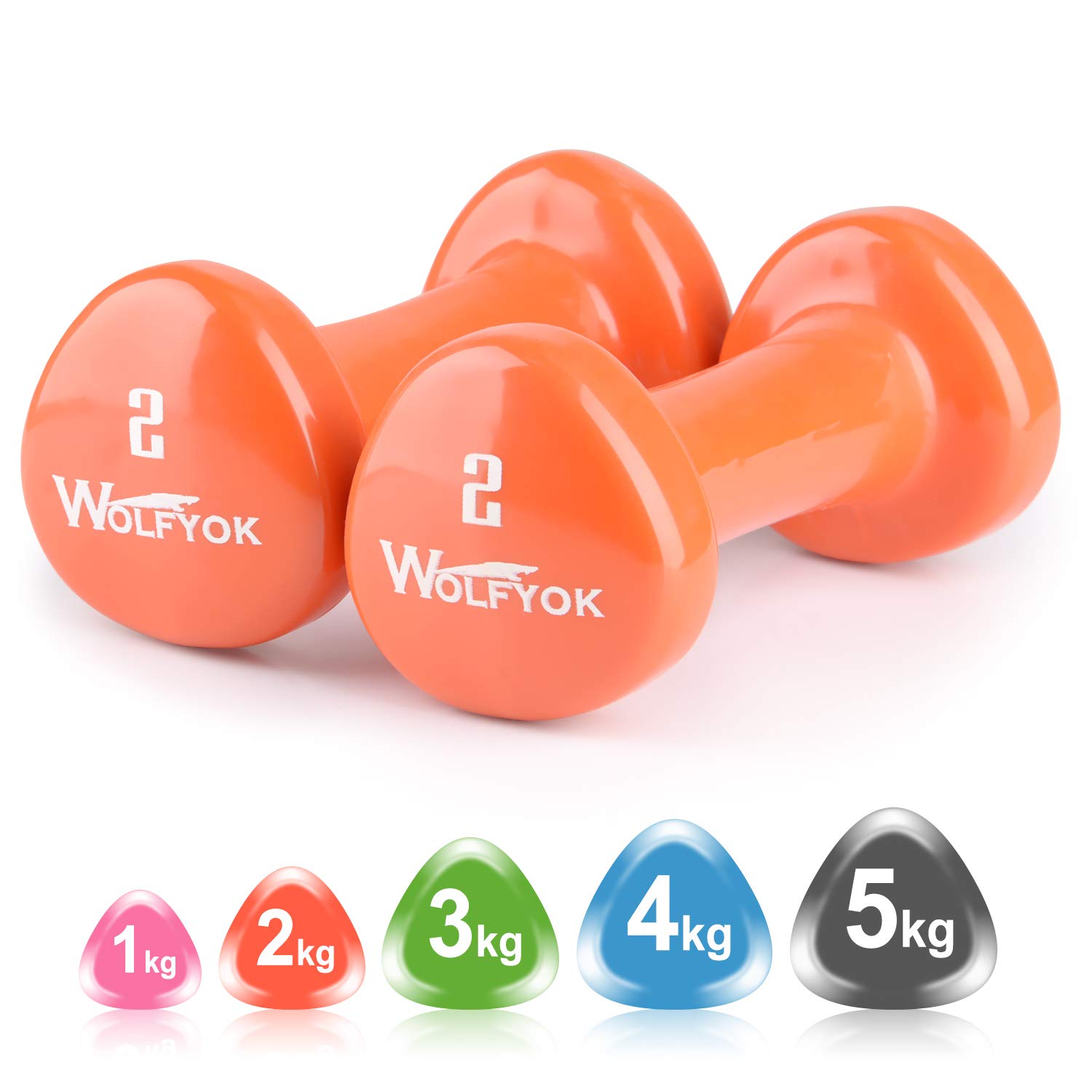 Wolfyok ダンベル 鉄アレイSGS認証済み-新型三角形仕様 2個セット 1kg/2kg/3kg/4kg/5kg ダンベルセット カラーダンベル 滑り止め 静音