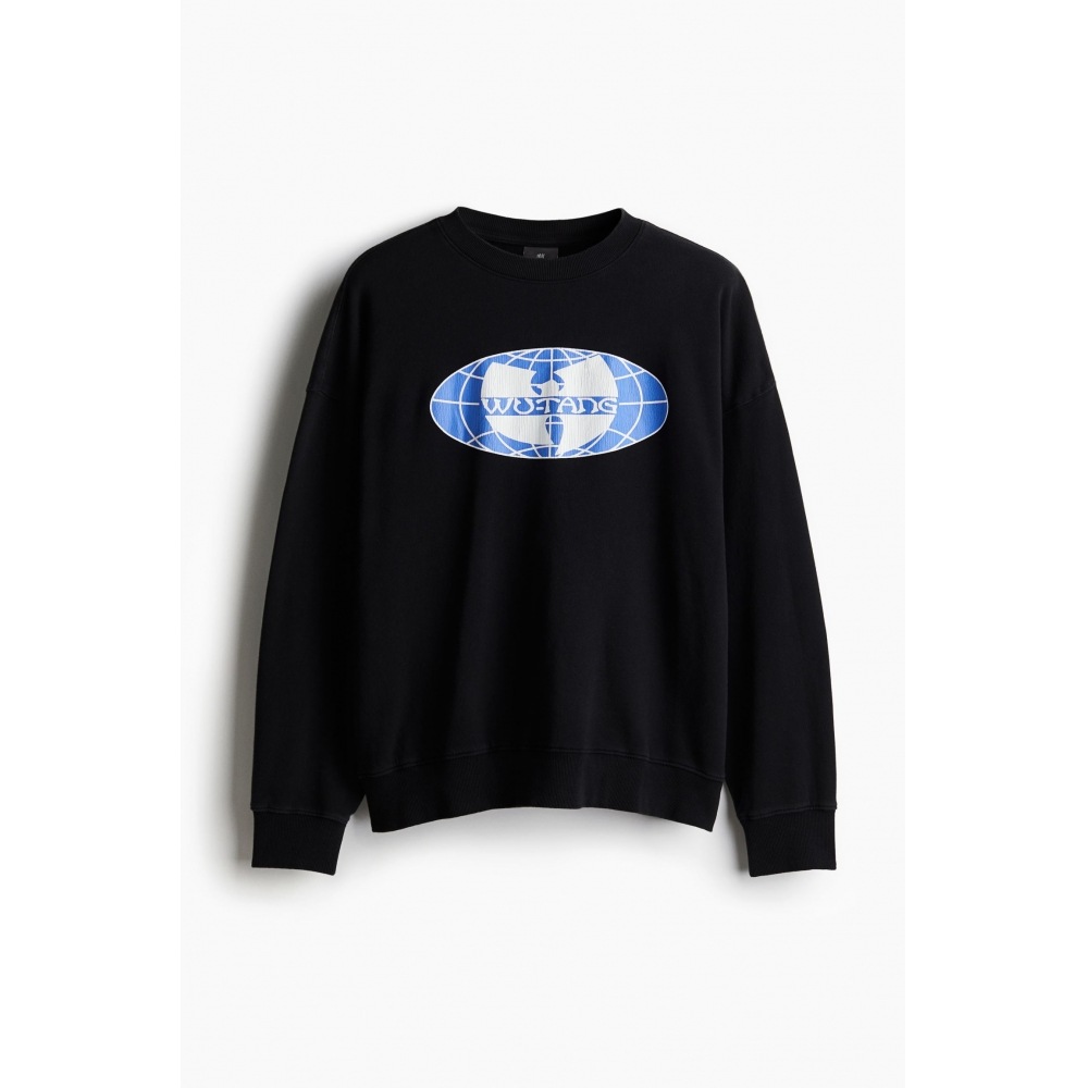 H&M オーバーサイズフィットプリントスウェットシャツブラック/ウータンクラン