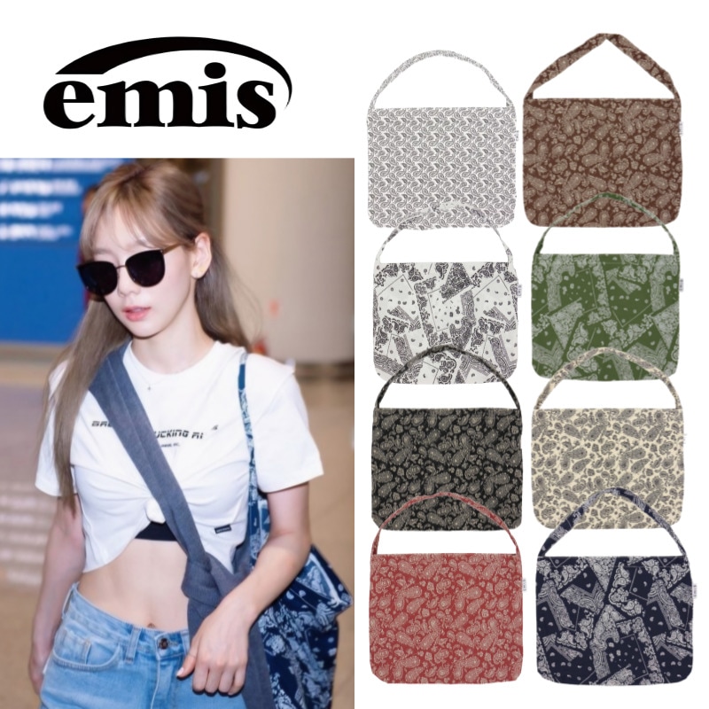 ペイズリーエコバッグ 全8色 デイリーバッグ韓国芸能人愛用［韓国直送即納］正規品保証!公式販売店!韓国ソンヘギョblackpink Roseロゼ着用新型ペイズリーネイビー エコバッグエミス