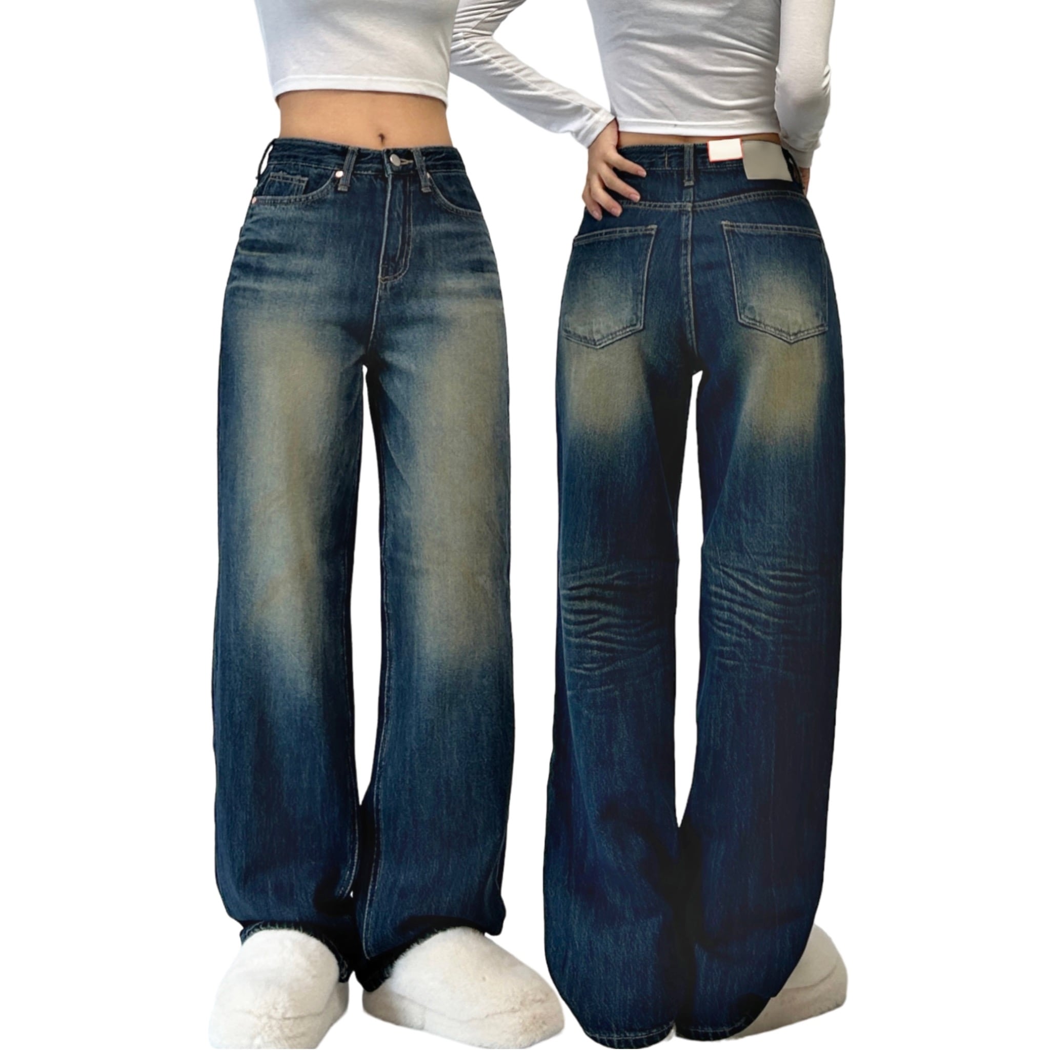 vintage embo slim long denim！