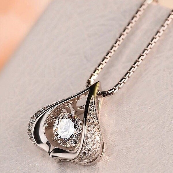 ネックレス レディース 雫 CZダイヤ しずく ダイヤ プラチナ仕上げ シルバー925 人気 プレゼント