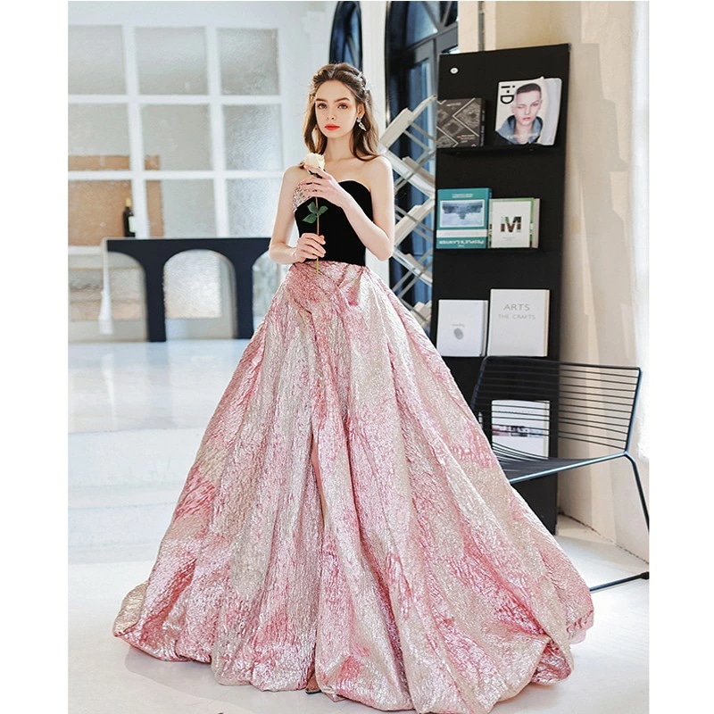 カラードレス袖なし 演奏会 可愛い パーティードレス イブニングドレス 編み上げタイプ ステージドレス 披露宴 ロングドレス ステージ 衣装 フォーマルドレス 前撮りドレス 二次会 結婚式 ハネムーン