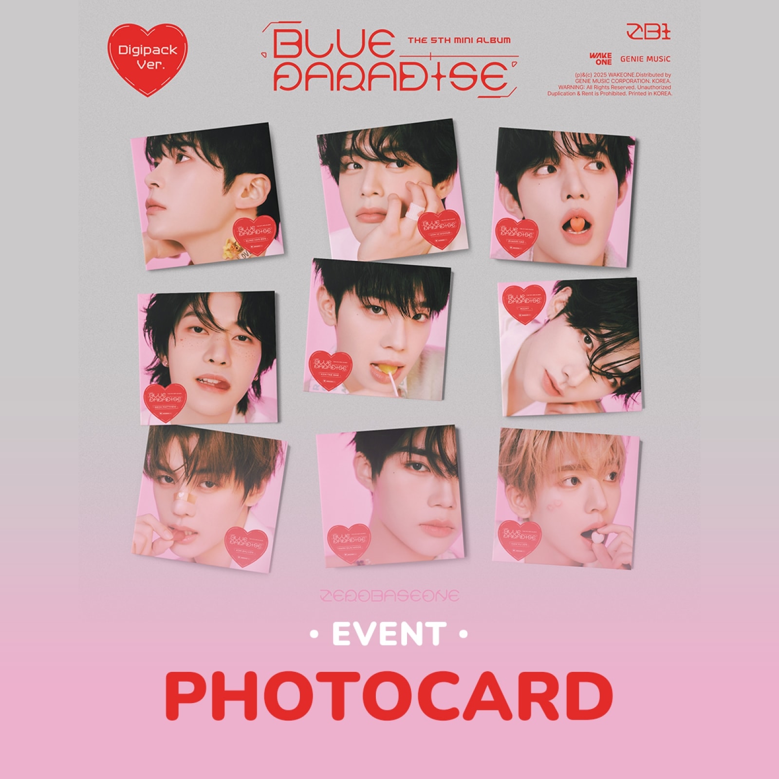 【PRE-ORDER EVENT】【セット/アルバム9種】 ZEROBASEONE (ZB1) - BLUE PARADISE (Digipack Ver.) + WITHMUU PHOTOCARD