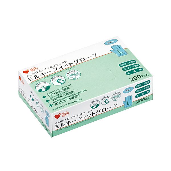 （まとめ） オオサキメディカルミルキーフィットグローブ ブルー L 70210 1箱（200枚） [x10セット]