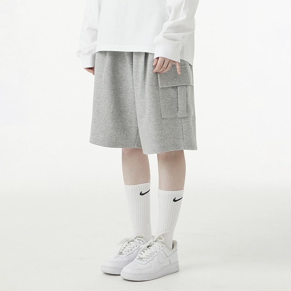 Bermuda Wide Cargo Sweat Shorts_Gray