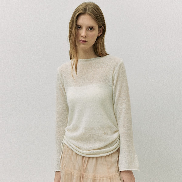 SHIRRING LONG KNIT IVORY