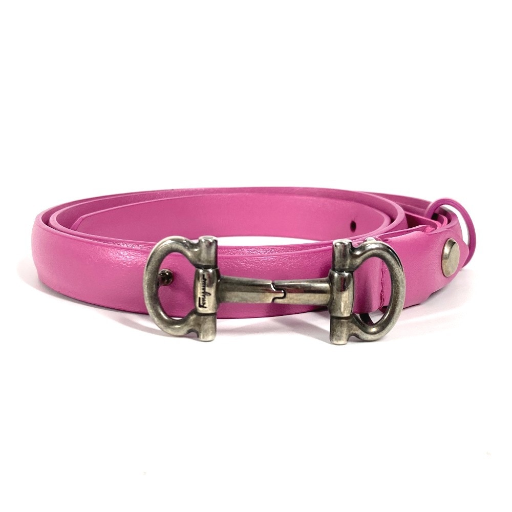 ベルト ガンチーニ ロゴ 細ベルト アクセサリー バックル レザー パープル