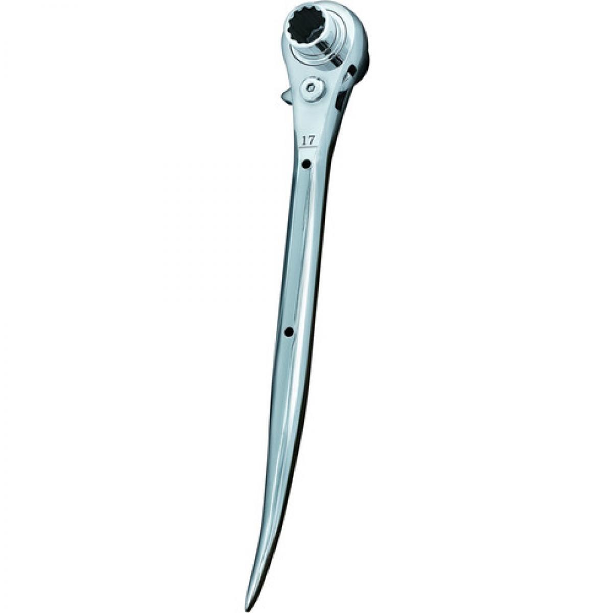 イチネン マストツール ラチェットレンチ 17/21 曲がり 八角形状グリップ シルバー MUSTTOOL