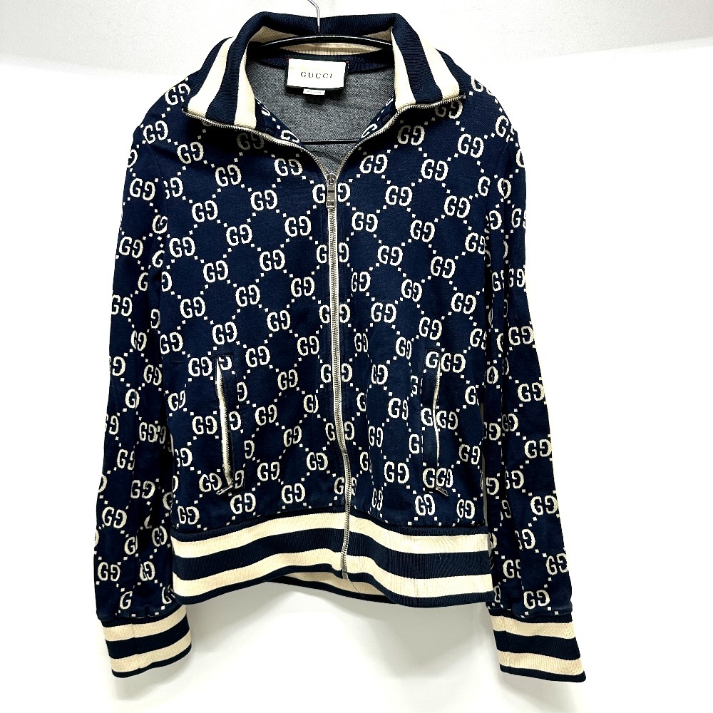 ジャケット 496919 GGジャガード サイドライン 18AW トラック ジャージ ジップアップ アパレル ポリエステル ネイビー