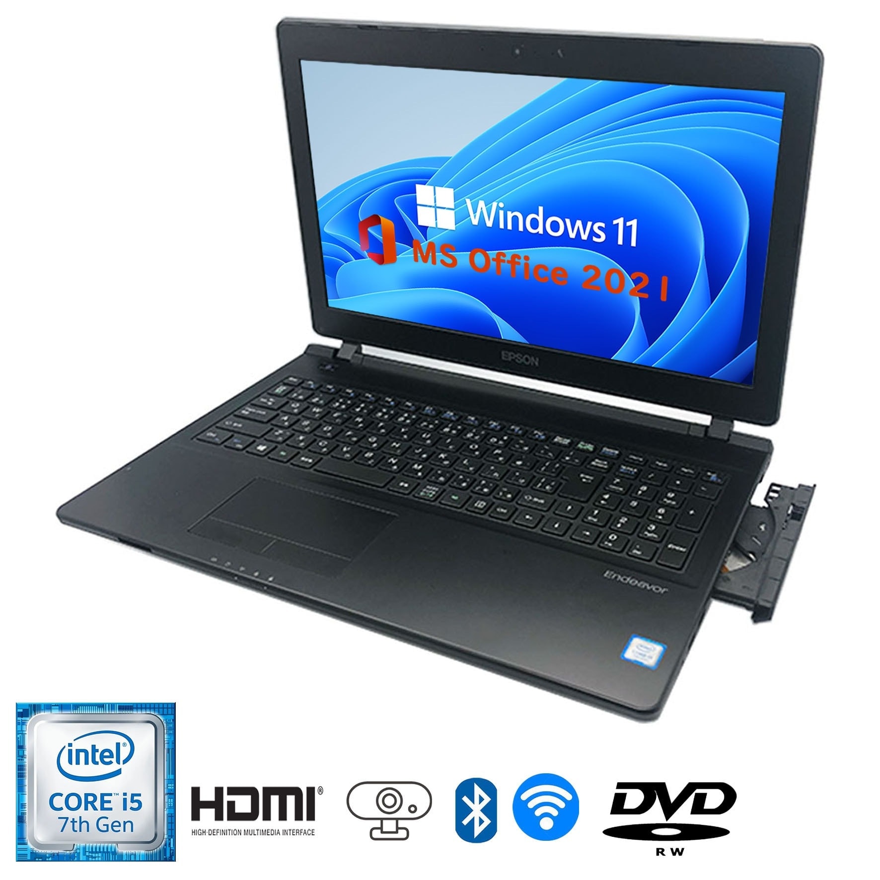 第七世代Core i5 15.6型 NJ4100E SSD128GB メモリ8GB Win11 MSoffice2021 テンキー BT カメラ DVD-ROM 無線 ノートパソコン ノートPC Bラ