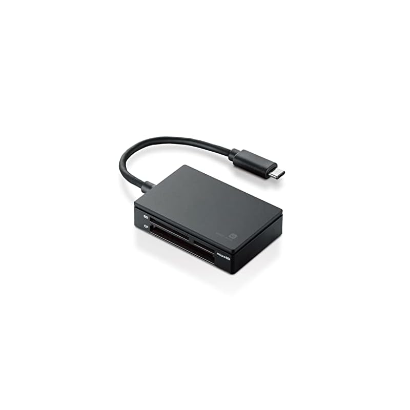 エレコム カードリーダー USB type-C USB3.1 Gen1 9倍速転送 ケーブル一体タイプ ブラック MR3C-A010BK