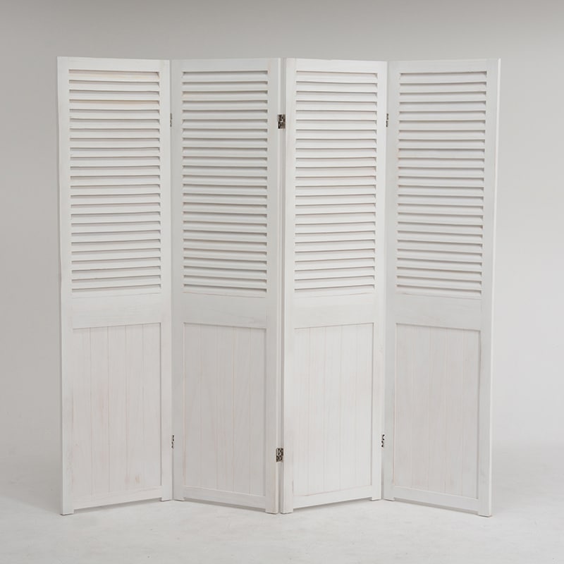 HAGIHARA(萩原) MS-5914AW シャビーウッドファニチャー パーテーション(アンティークホワイト・幅40×高さ148cm×4連) MS5914AW