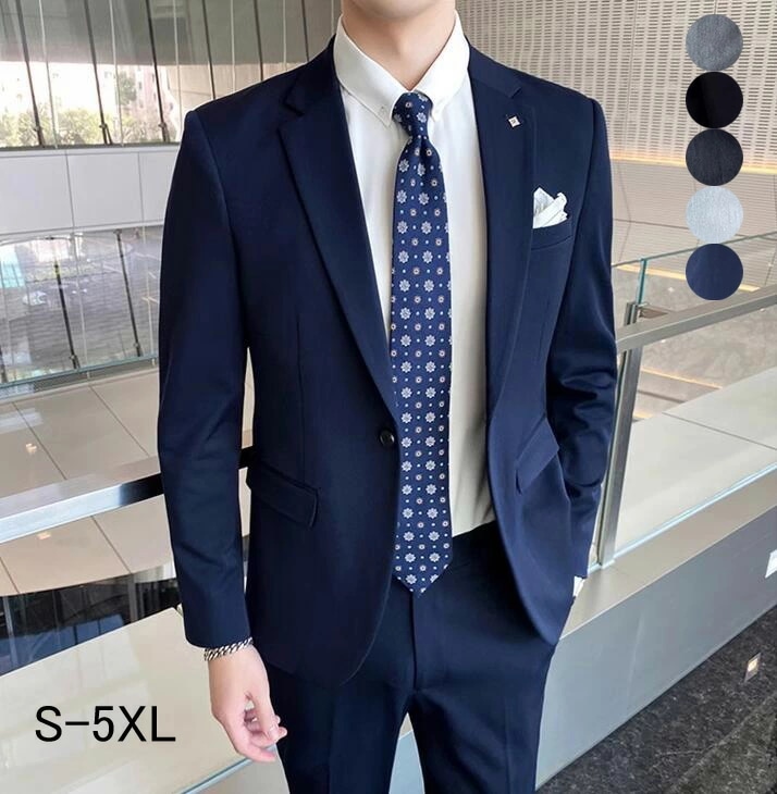 ビジネススーツ メンズ 2点セット ジャケット+パンツ スリムスーツ 上下セット 男性スーツ 出張 セットアップ オールシーズン フォーマルスーツ 結婚式スーツ カジュアル 成人式 通勤 卒業式 入社