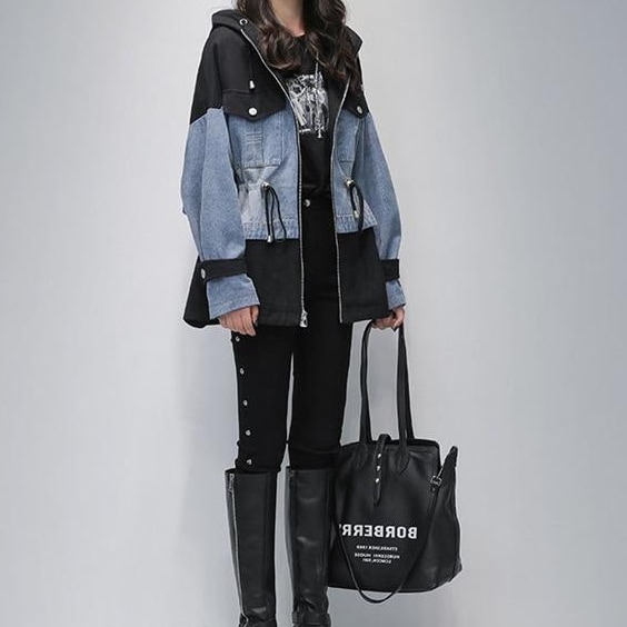 デニムジャケット レディース デニムコート ジャケット フード付き ジップアップ パーカー 大きいサイズ ミディアム丈 春秋 オシャレ アウター 5,300円